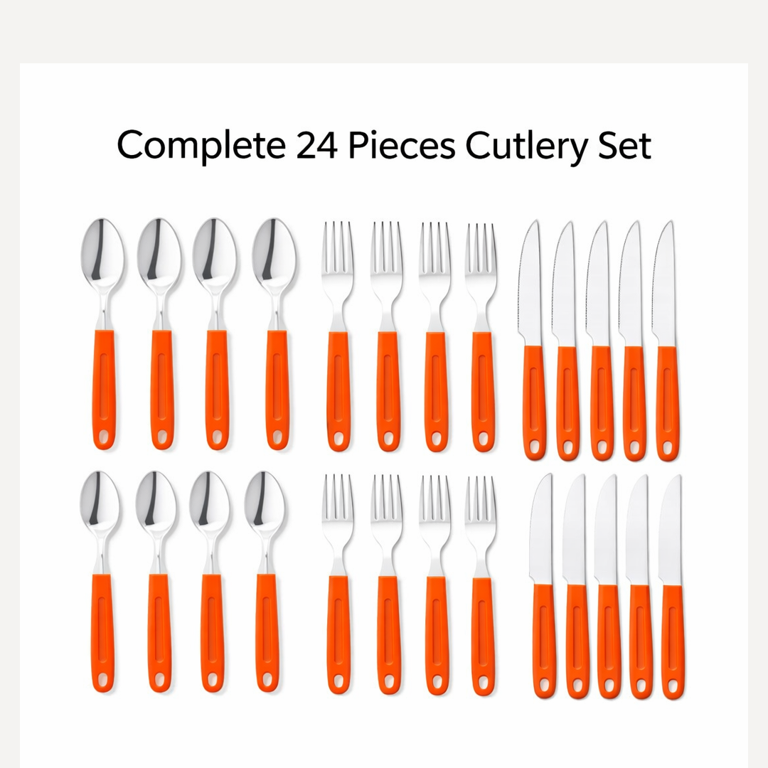 Close-up of the stainless steel dinner fork from the 24 Pcs cutlery set.