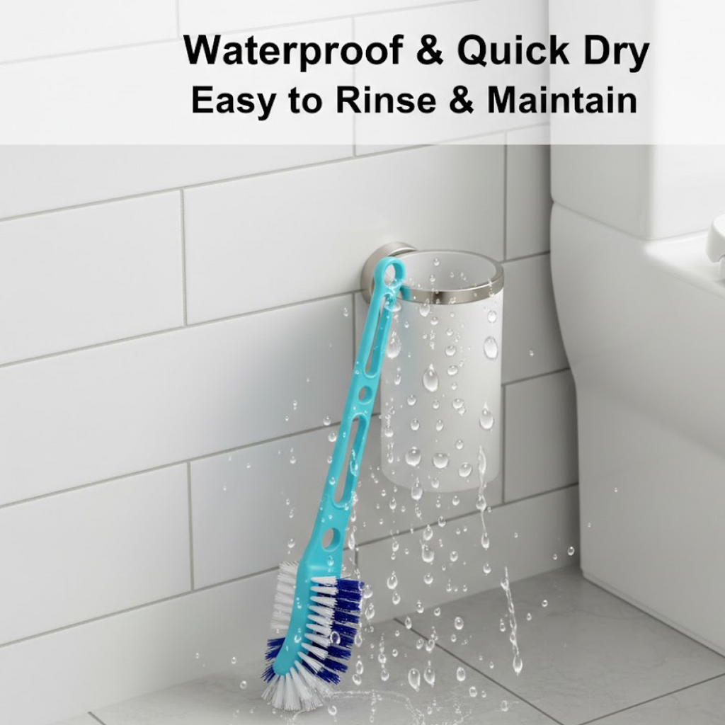 Comfortable grip on the handle of the 2-in-1 toilet cleaning brush.
