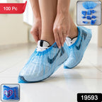 Close-up of waterproof plastic shoe covers