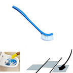 Ergonomic toilet cleaning brush with flexible bristles for effective scrubbing.