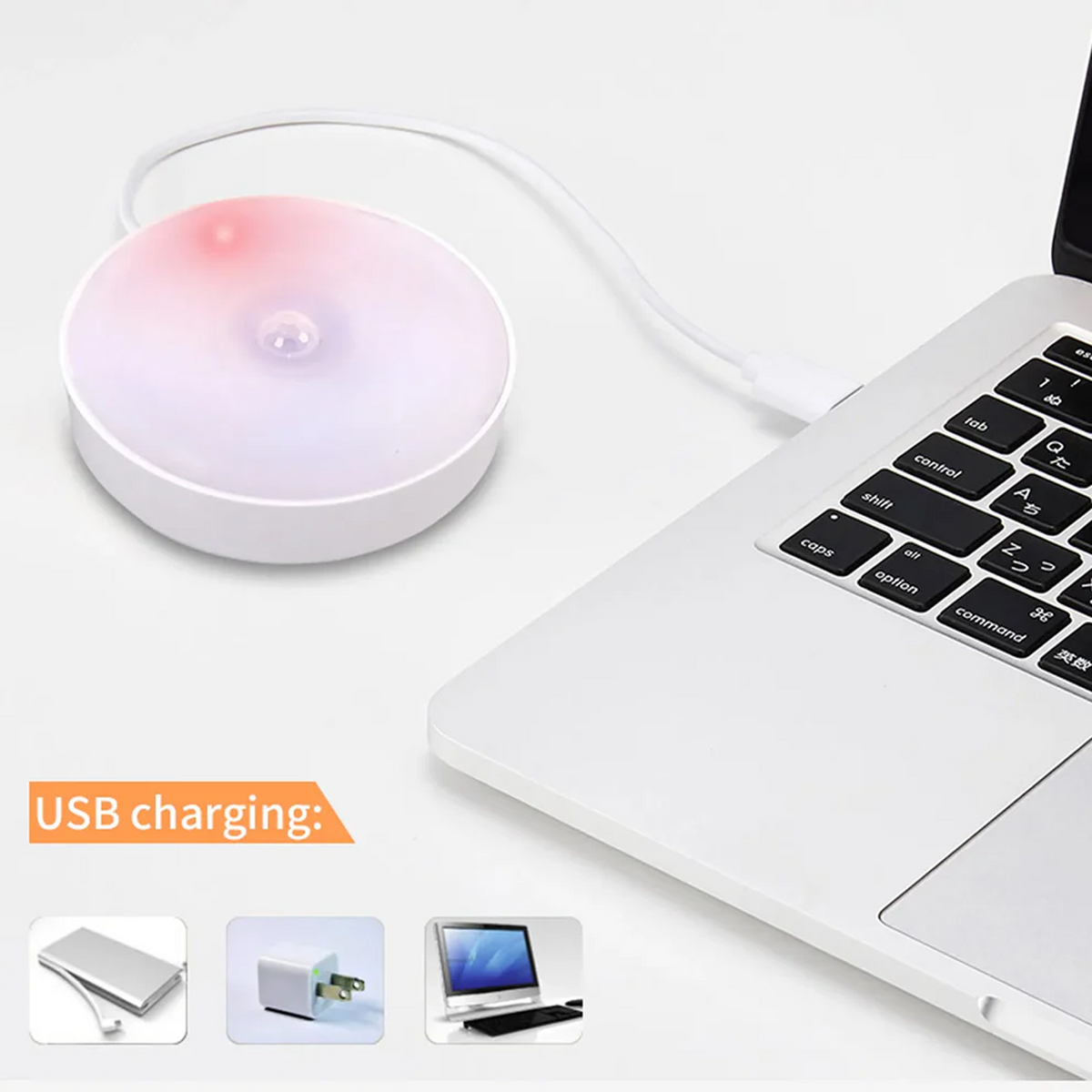 Indo Glow round Motion Sensor LED Light, showing its sleek design for home use.