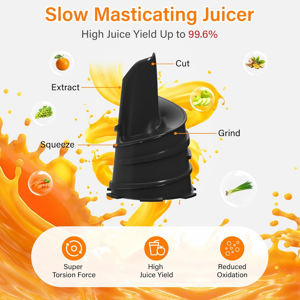 Side view of compact plastic manual juicer