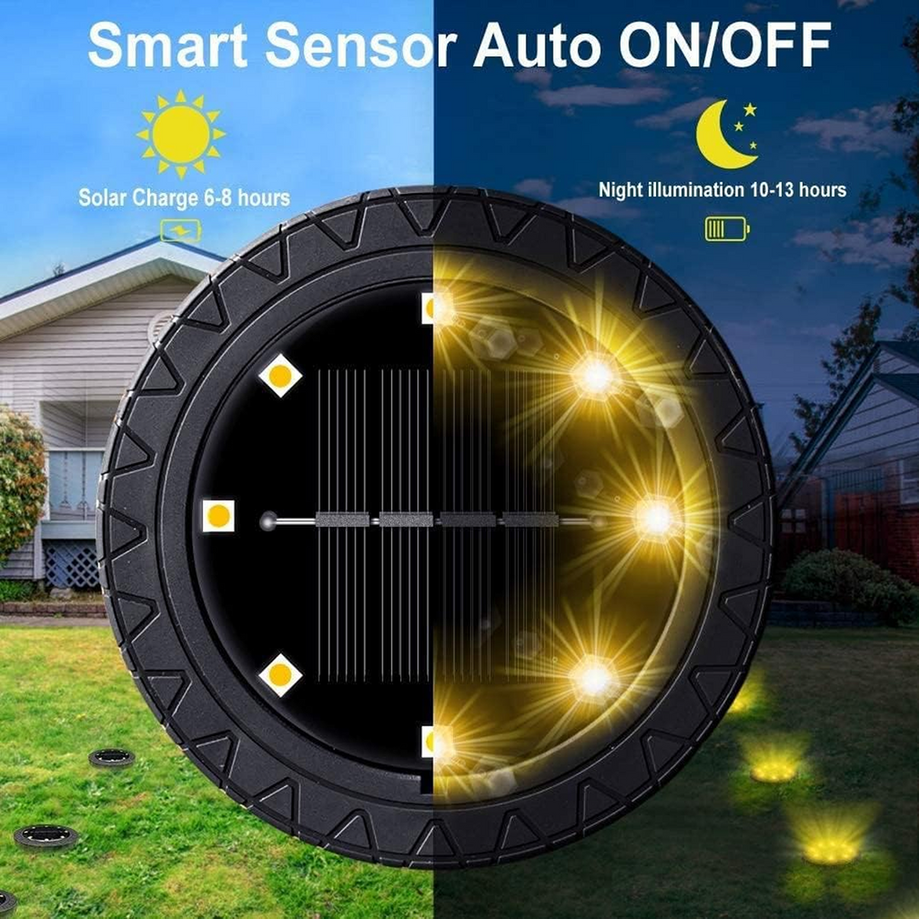 Waterproof solar LED garden lights with ground spikes suitable for patios and driveways