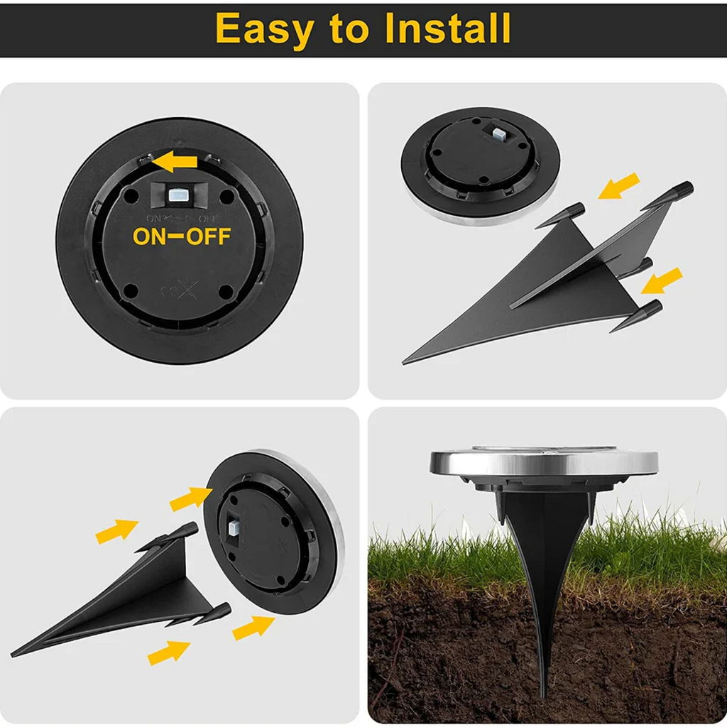 Energy efficient solar powered LED garden pathway light with durable stainless steel design