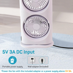 Detailed view of three spray heads and fan blades on charging fan