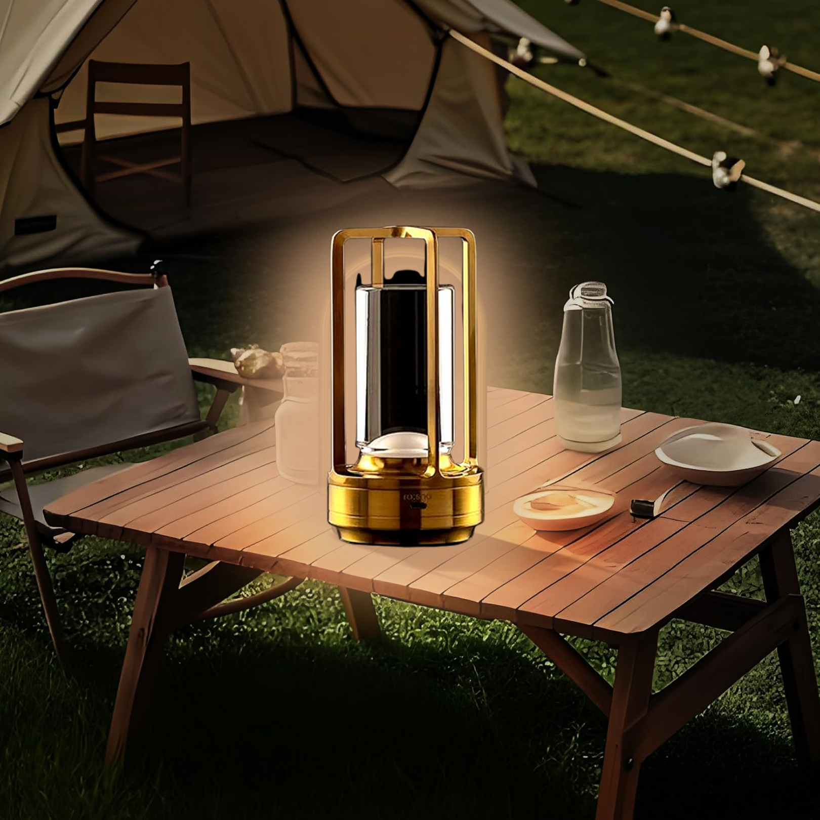 Back view of the sleek Crystal Table Lamp, highlighting its aluminum alloy body.