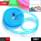 Organivo 3m anti-slip clothesline rope with stainless steel hooks.