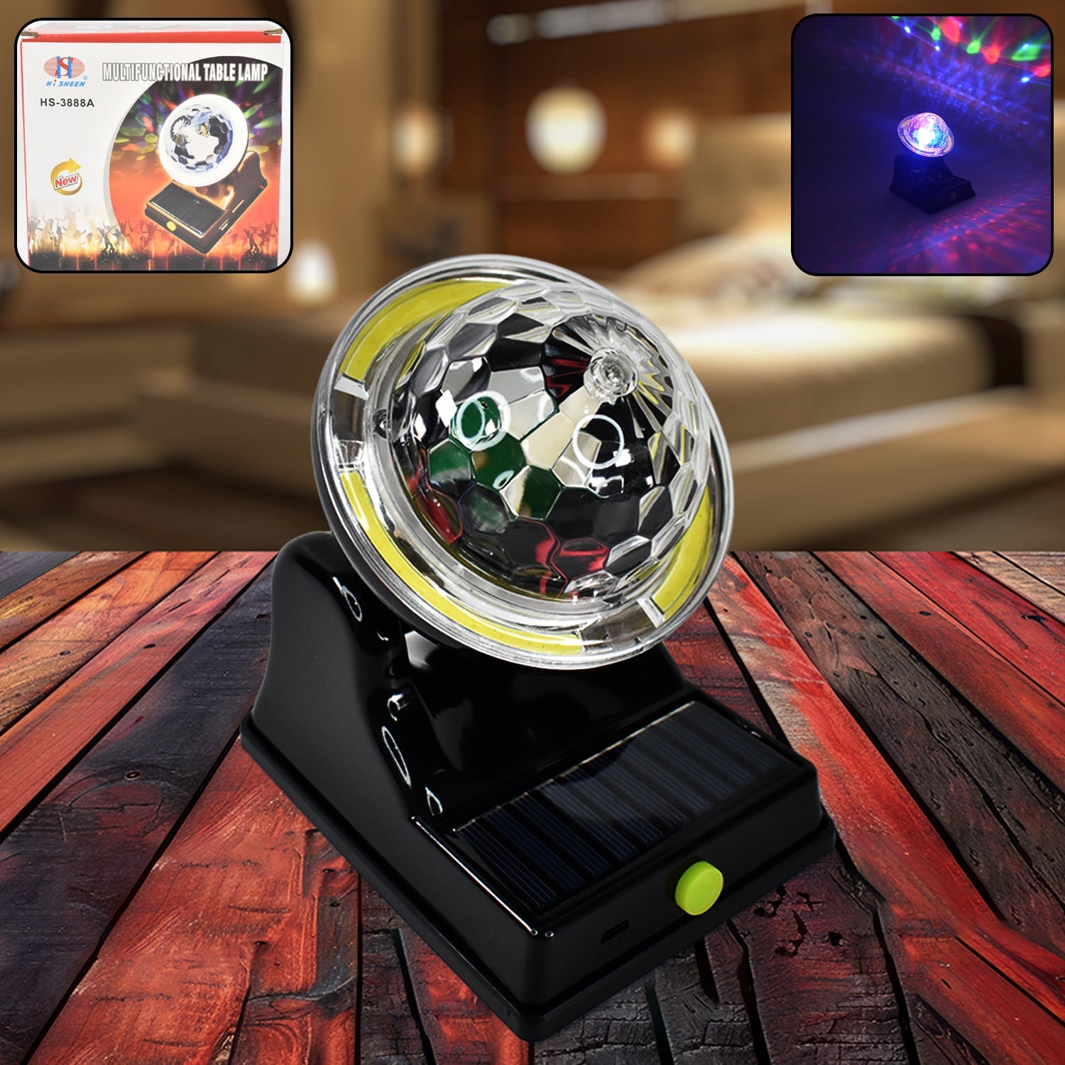 Solar Party Disco Light with colorful rotating LED patterns