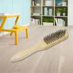 The complete wooden handle steel wire brush ready for various cleaning tasks.