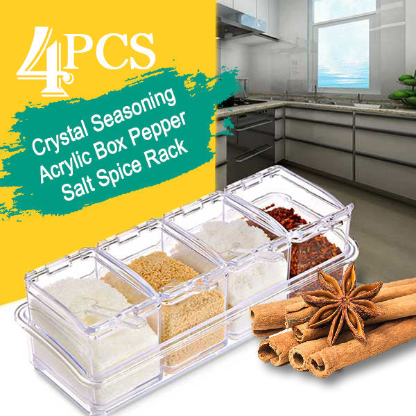 Front view of the clear acrylic pepper and salt box rack.