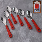 Baby feeding spoon set with stainless steel heads and ergonomic handles