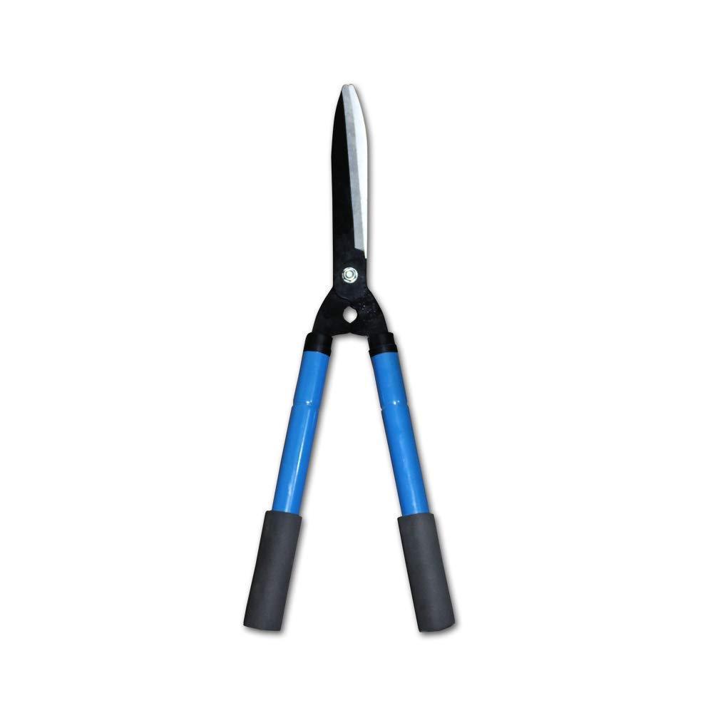 Front view of the professional-grade hedge shear, ready for gardening tasks.