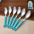 Stainless steel tea spoon set with ergonomic plastic handles
