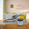 Food-grade aluminium lemon squeezer for efficient juice extraction.