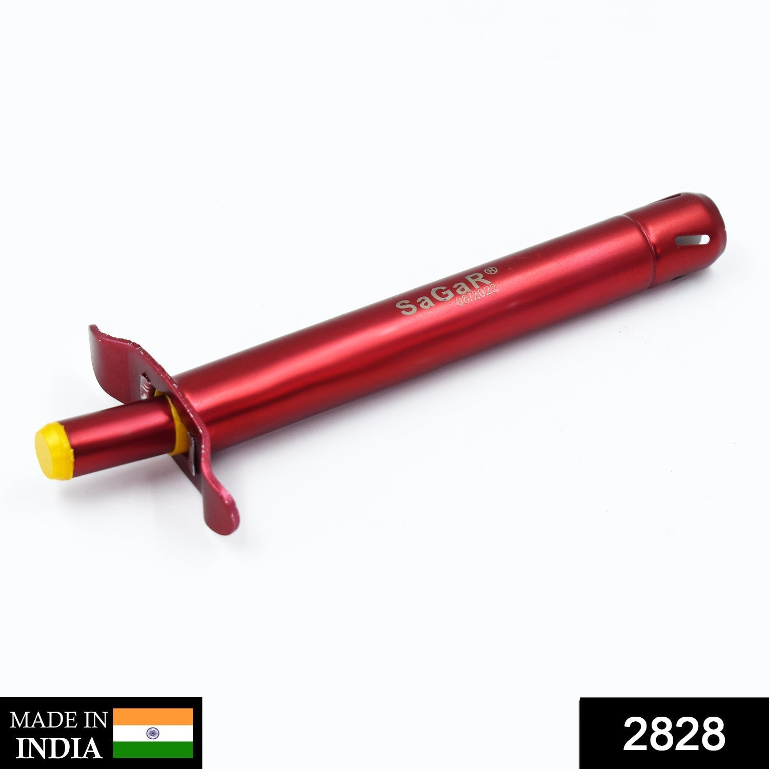 Close-up of the stainless steel gas lighter, highlighting its sleek finish.
