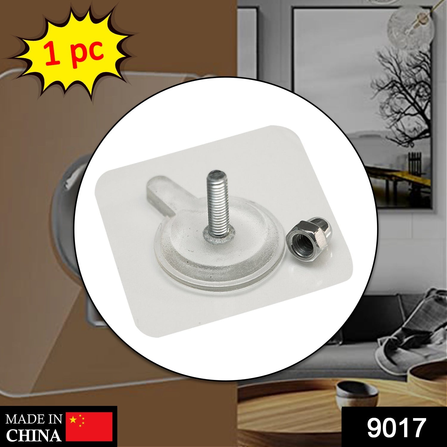 Adhesive wall hook mounted on a clean surface, ready for household and office organization.