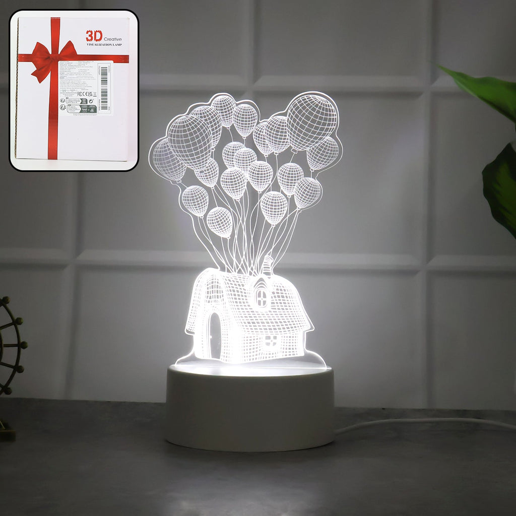 Softly glowing 3D Illusion LED Night Lamp on bedside table