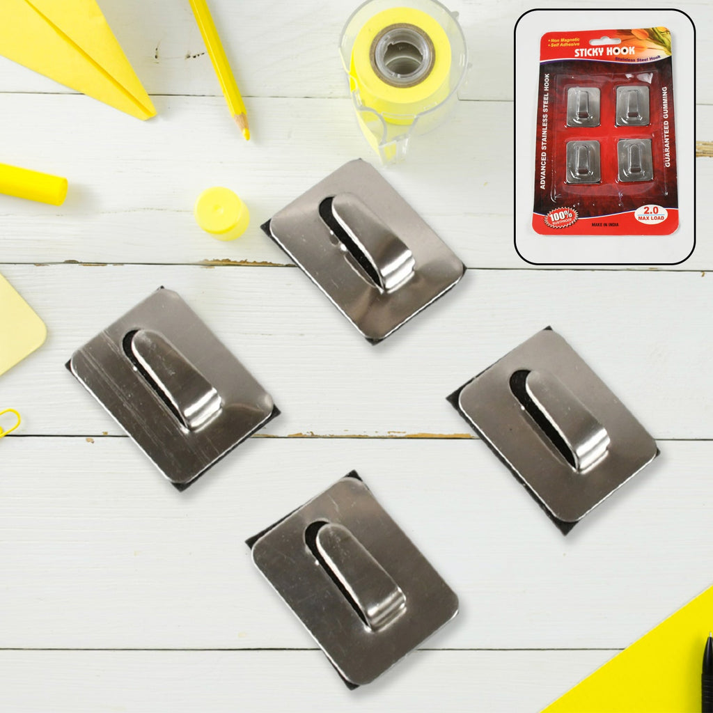 Durable stainless steel self-adhesive wall hooks installed in a modern home.