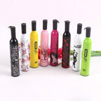 Side view of the DrizzlePro Wine Bottle Umbrella, partially open.