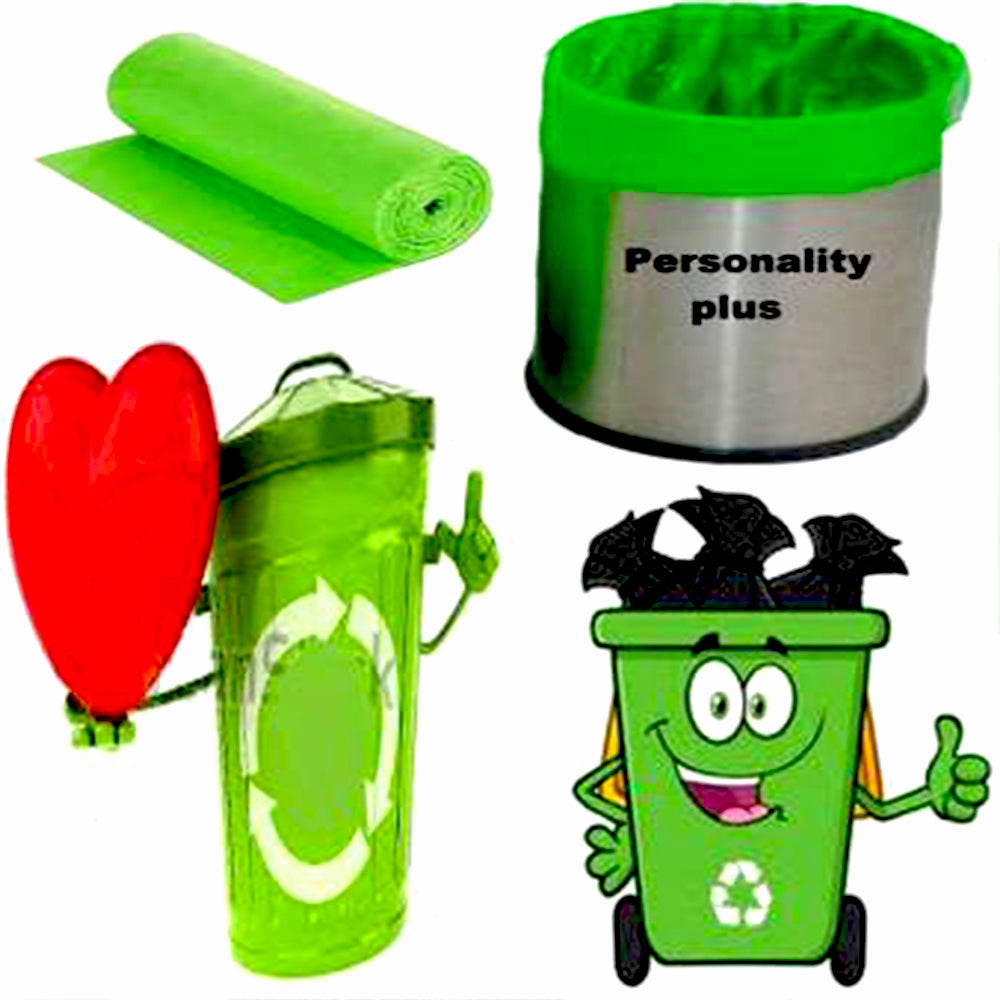 Eco-friendly green garbage bags ideal for small bin liners 19 x 21 inches