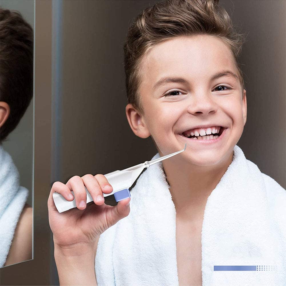 Compact Water Flosser on a bathroom counter, ideal for daily dental hygiene at home.