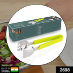 Ergonomic salad tongs designed for comfortable food grabbing.