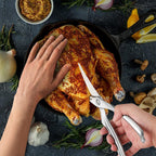Heavy-duty poultry shears for cutting chicken and bones.