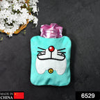 Close-up of the Doremon hot water bag featuring its cartoon character design.