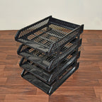 Complete office desk setup showcasing the 4-layer file storage rack.