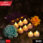 Battery-operated floating tea lights in a clear storage box.