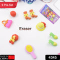 A delightful collection of Mini Erasers for Kids featuring food, animal, and object shapes.