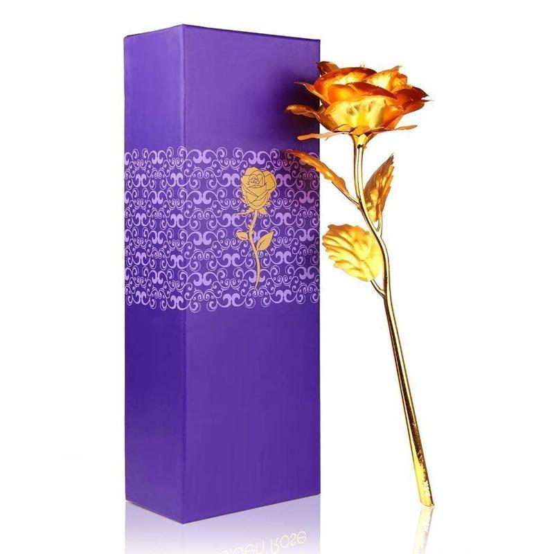 Elegant 24K plated artificial golden rose with its premium gift box.