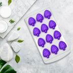 Silicone fruit ice cube tray on a clean white background.