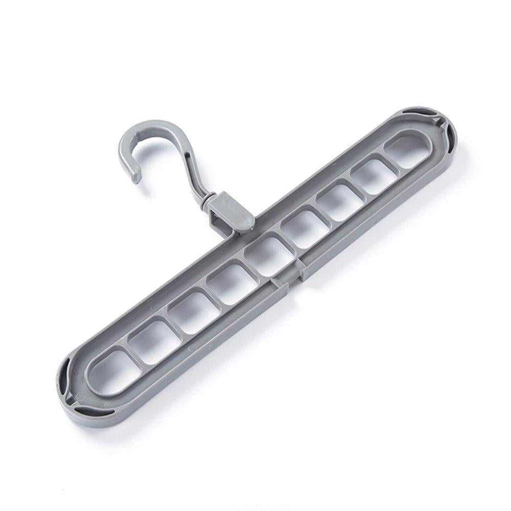 The durable plastic hanger demonstrating its 360-degree rotating hook for versatile use.