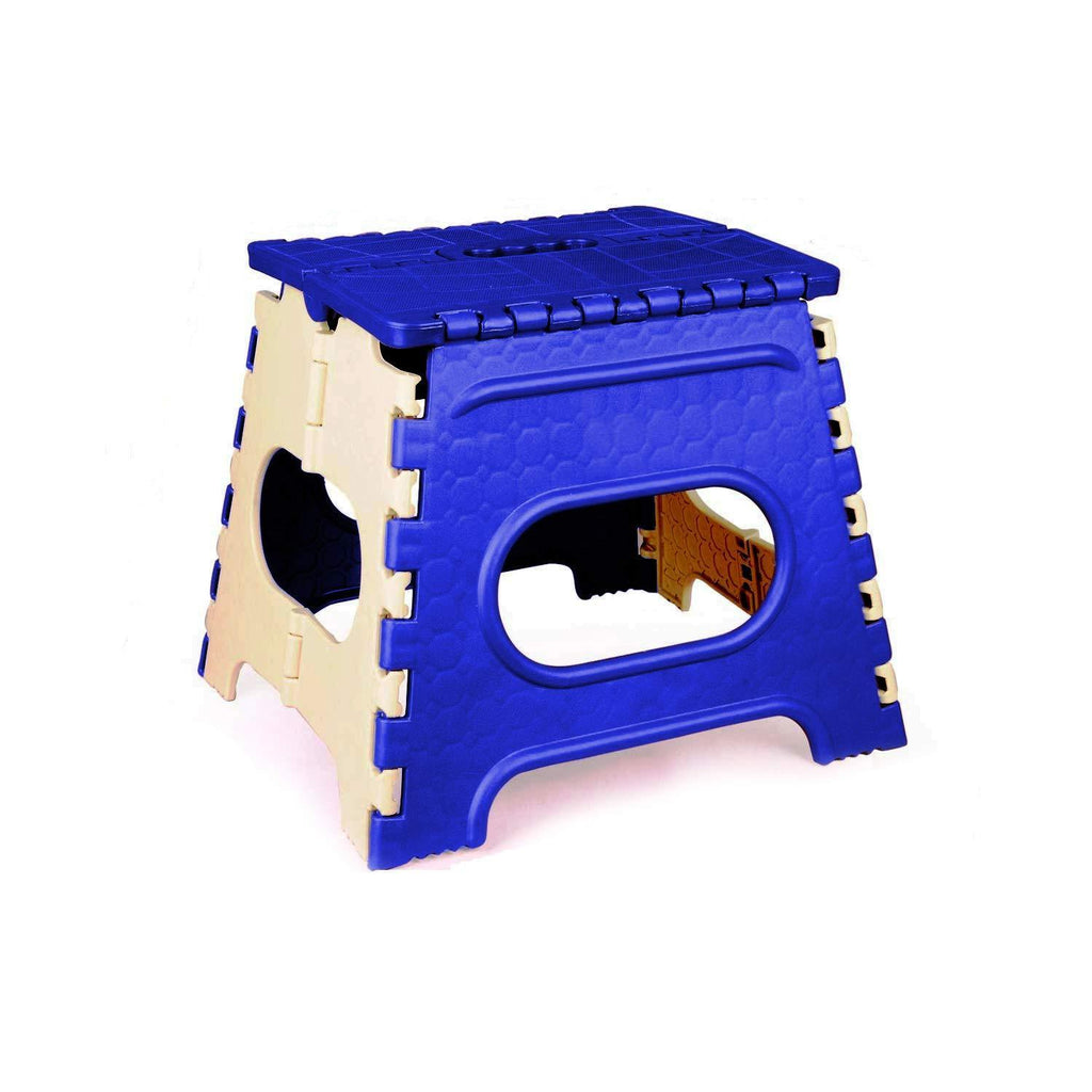 Sturdy 12 inch folding step stool in multicolor, suitable for adults and kids.