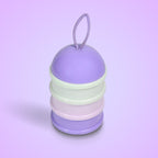 Close-up of the purple 3-layer baby food storage box, highlighting its secure lid.