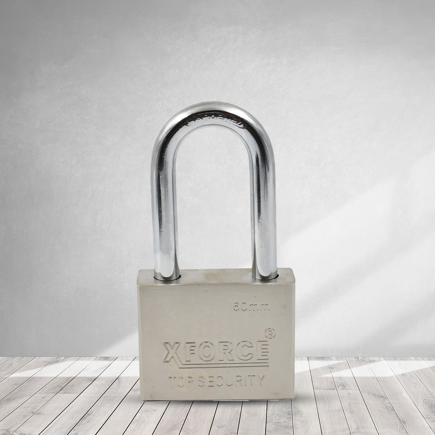 Safelix 60mm solid padlock displaying its compact yet strong size.