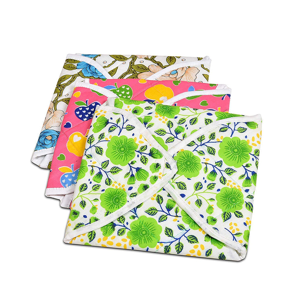 Neatly folded square roti cover, showcasing its compact design.
