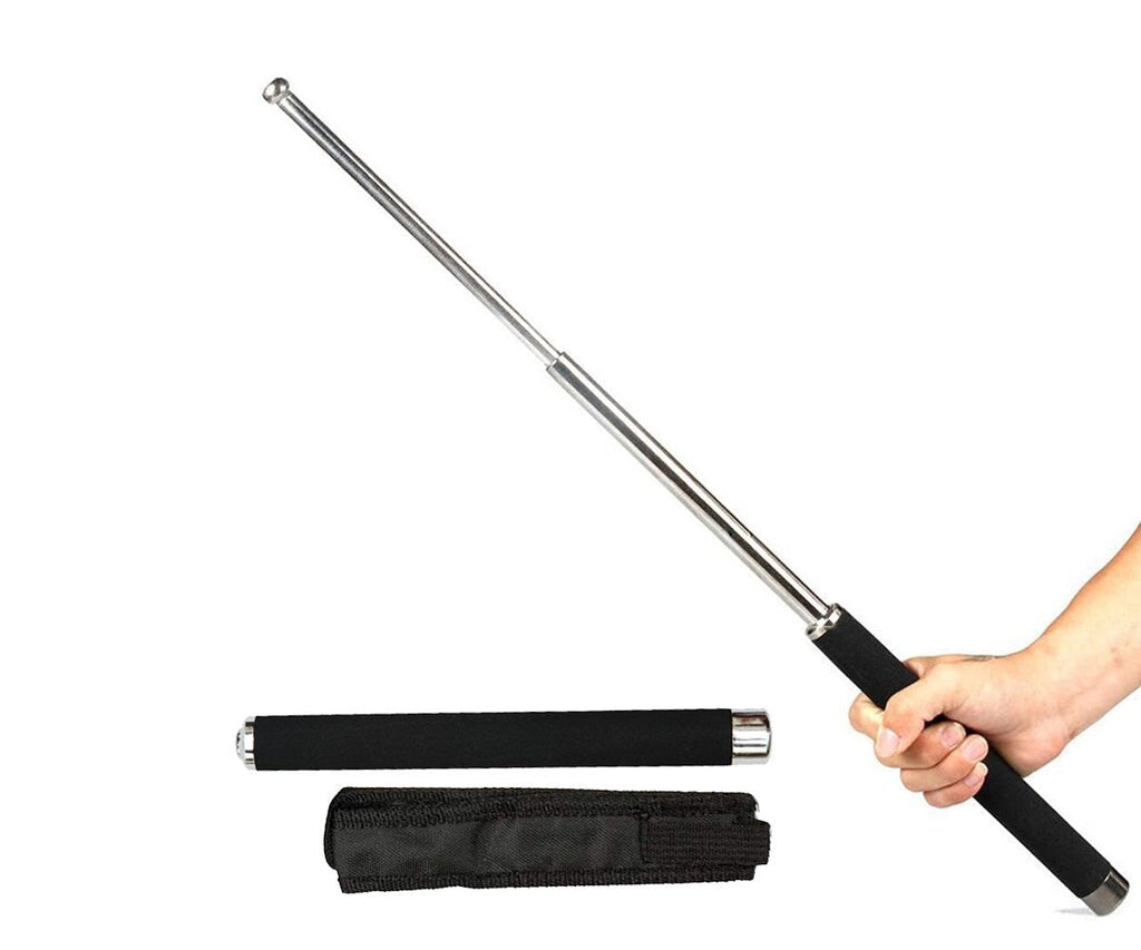 Fully extended collapsible self-defense stick for personal safety.