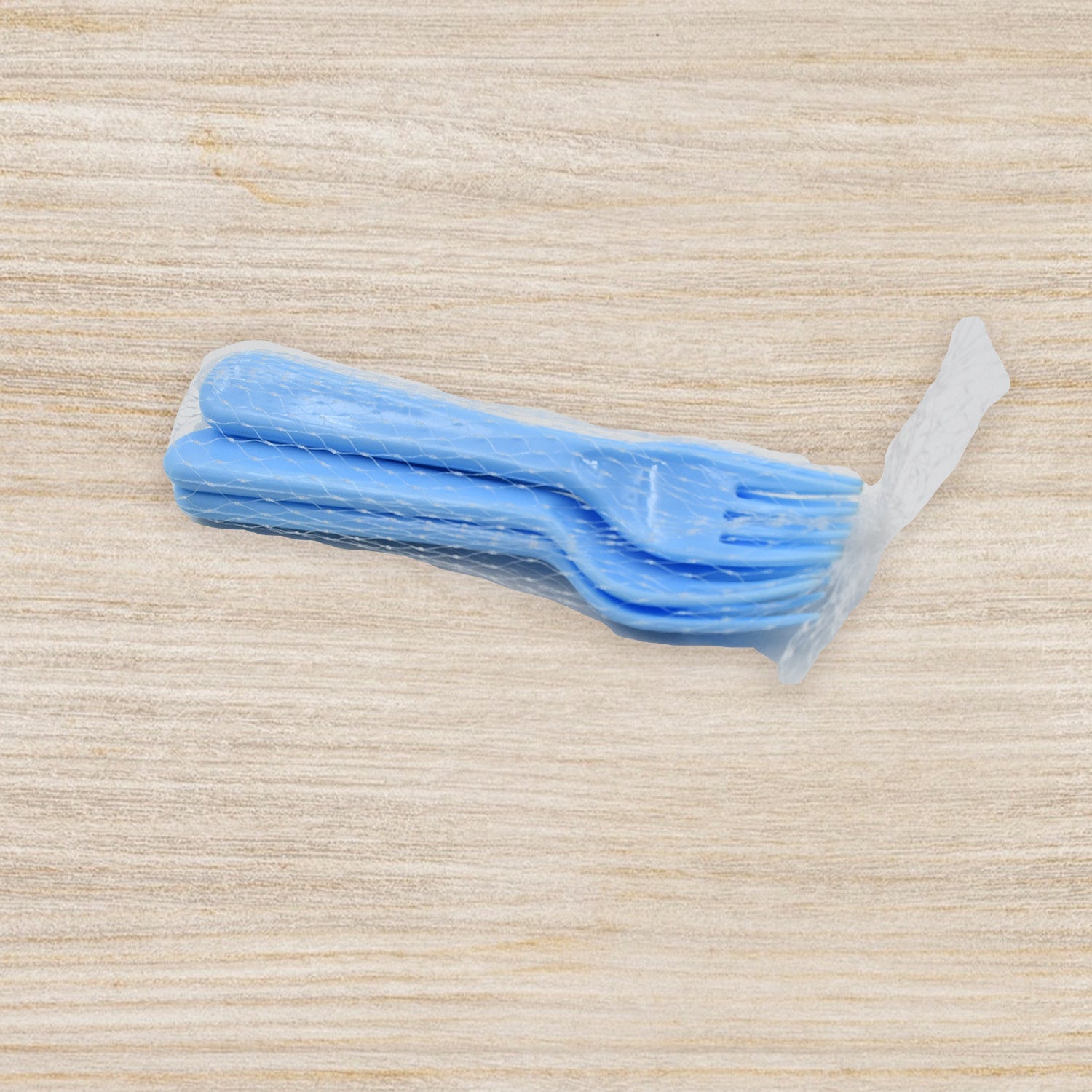 Five reusable plastic serving forks arranged elegantly, perfect for parties and events.