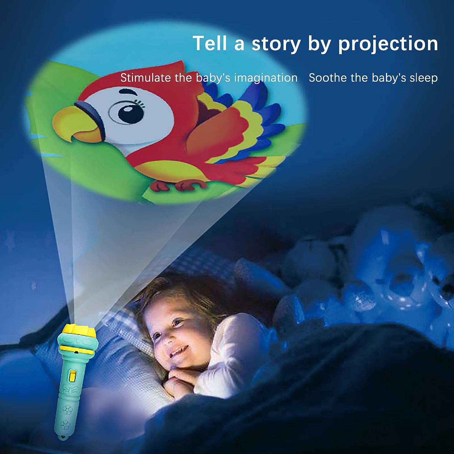 The Mini Slide Projector for Kids actively projecting a bright, engaging image onto a surface.