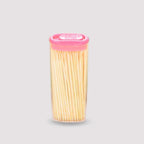 Organivo bamboo toothpicks in their hygienic dispenser box, ready for use.