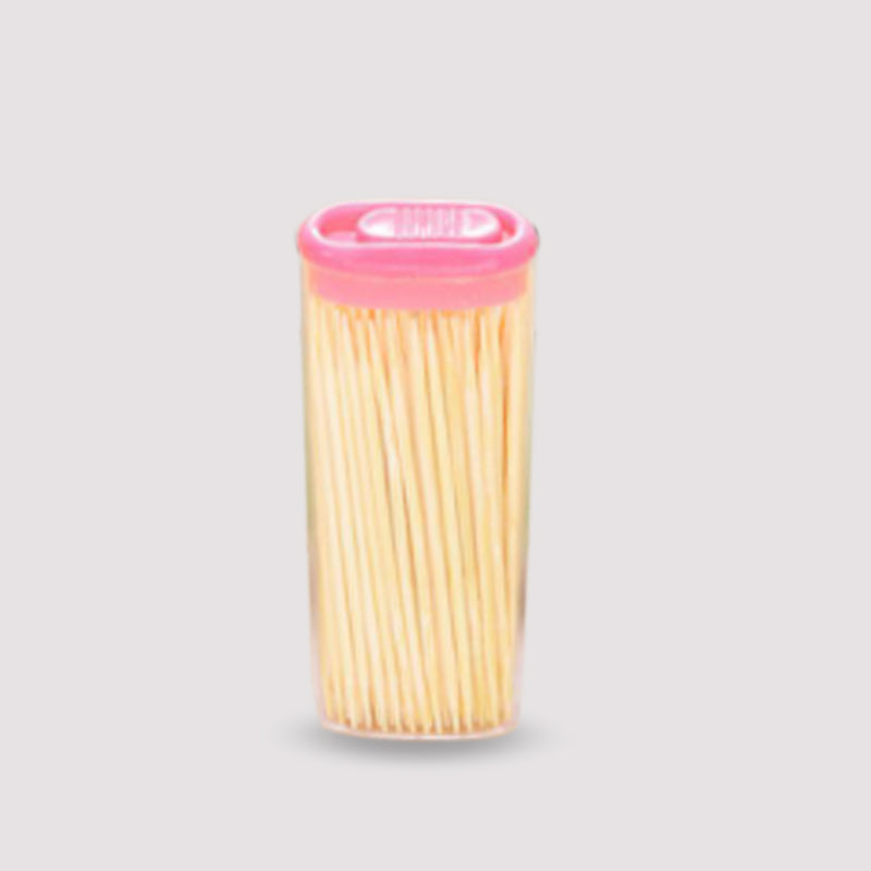 Organivo bamboo toothpicks in their hygienic dispenser box, ready for use.