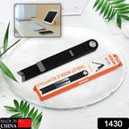 The compact foldable tablet stand shown collapsed, highlighting its ultra-portable design.