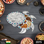 Top-down view of the 7-compartment Rotating Dry Fruit Tray, showcasing its design.