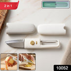 Compact folding fruit peeler and kitchen knife, ideal for travel and camping.