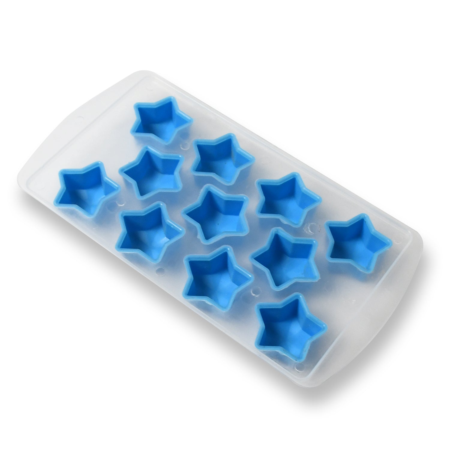 Single star-shaped ice cube mold made from vibrant blue silicone, ideal for creative drinks.