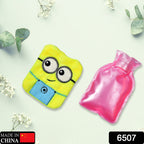 Front view of the Minions hot water bag with its adorable two-eye design.
