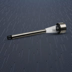 Side view of a sleek, black solar-powered LED spot light for modern outdoor decor.