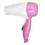 Folding hair dryer with 2-speed and heat settings visible.